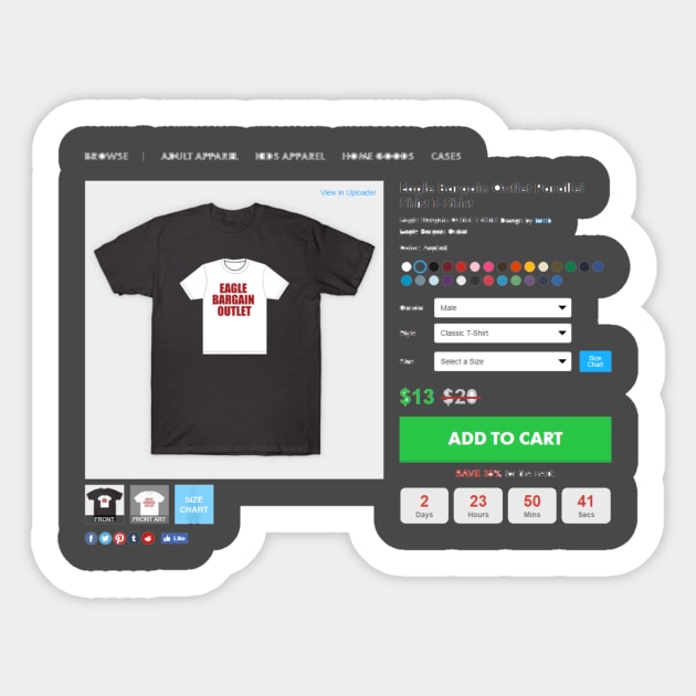 Eagle Bargain Outlet T-shirt for Sale Online Sticker by temb